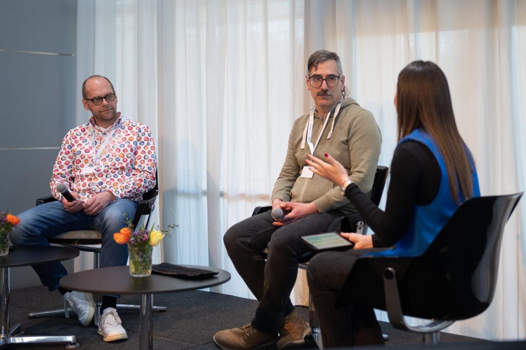Bernd Pohl, Founder We Start Spaces und Sprecher Landesgruppe Saarland und Dr. Michael Bauer, Founder Carbolution GmbH und Sprecher Business Angels Netzwerk Saar beim Talk „Existenz gründen oder Up-starten?