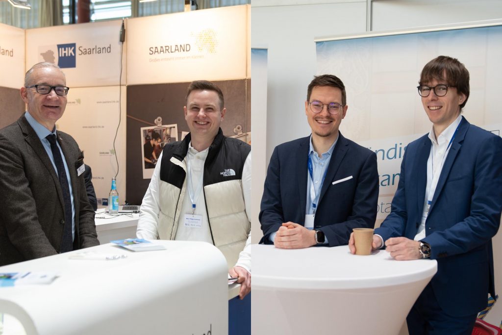 Impressionen der Stände IHK Saarland (links) und der Saarländischen Notarkammer (rechts)